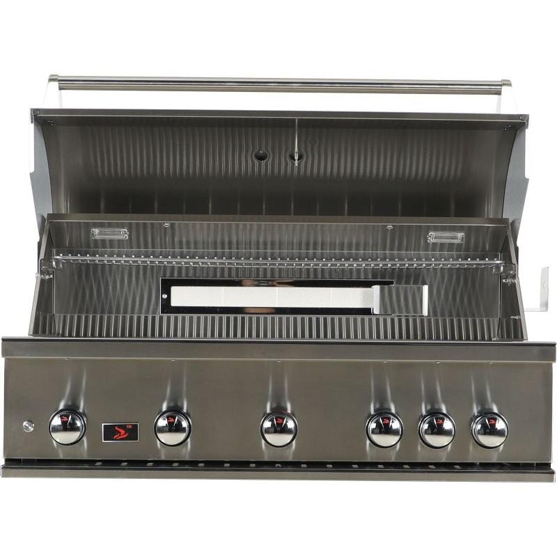 Whistler 42-Inch 5-Burner Built-In Gas Grill with Rear Infrared Burner, Grill Lights, Rotisserie Kit & Cover