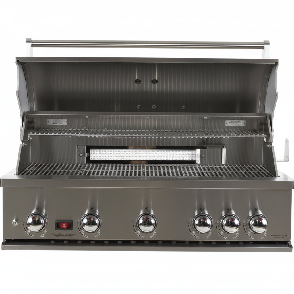 Whistler 42-Inch 5-Burner Gas Grill on Stainless Steel Cabinet with Rear Infrared Burner, Grill Lights, Rotisserie Kit & Cover