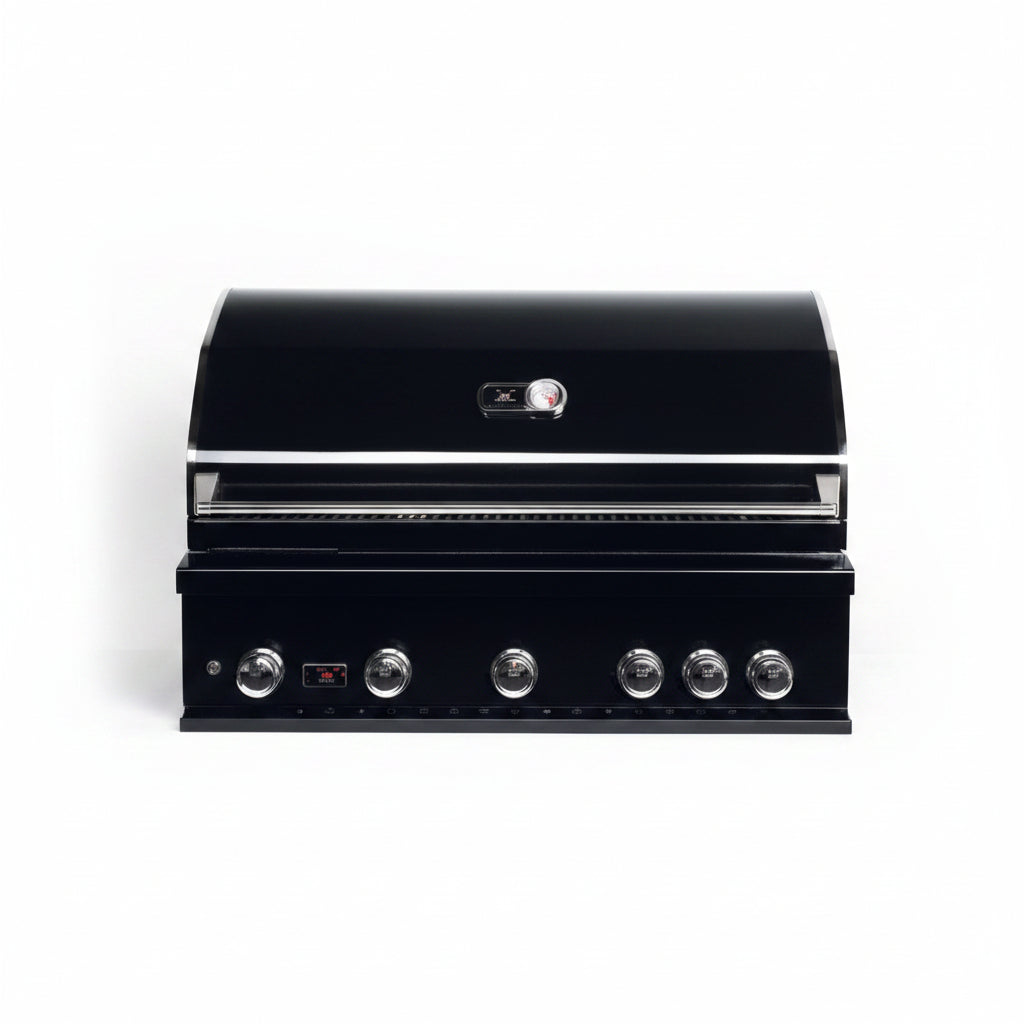 Whistler 141-Inch 5-Burner Gas Grill Island with Infrared Rear Burner, Refrigerator, Sink, Double Side Burner, and Rotisserie Kit - Black Stainless