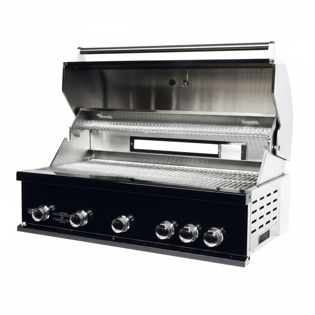 Whistler 42-Inch 5-Burner Built-In Gas Grill with Rear Infrared Burner, Grill Lights, Rotisserie Kit & Cover - Black Stainless