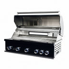 Whistler 110-Inch 5-Burner Gas Grill Island with Infrared Rear Burner, Refrigerator, Sink, and Rotisserie Kit - Black Stainless