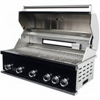 Whistler 110-Inch 5-Burner Gas Grill Island with Infrared Rear Burner, Refrigerator, and Rotisserie Kit - Black Stainless