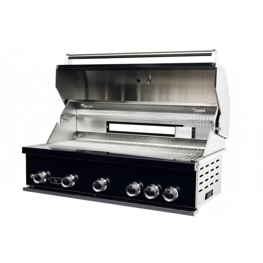 Whistler 104-Inch 5-Burner Gas Grill Island with Infrared Rear Burner, Double Side Burner, and Rotisserie Kit - Black Stainless