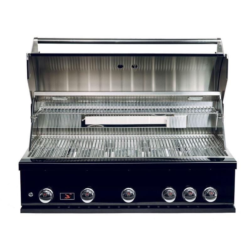 Whistler 42-Inch 5-Burner Built-In Gas Grill with Rear Infrared Burner, Grill Lights, Rotisserie Kit & Cover - Black Stainless