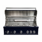 Whistler 110-Inch 5-Burner Gas Grill Island with Infrared Rear Burner, Refrigerator, Sink, and Rotisserie Kit - Black Stainless