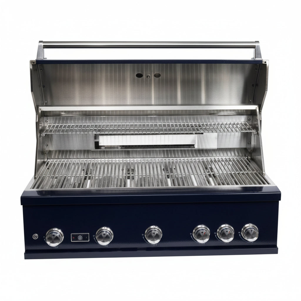 Whistler 104-Inch 5-Burner Gas Grill Island with Infrared Rear Burner, Sink, Double Side Burner and Rotisserie Kit - Black Stainless