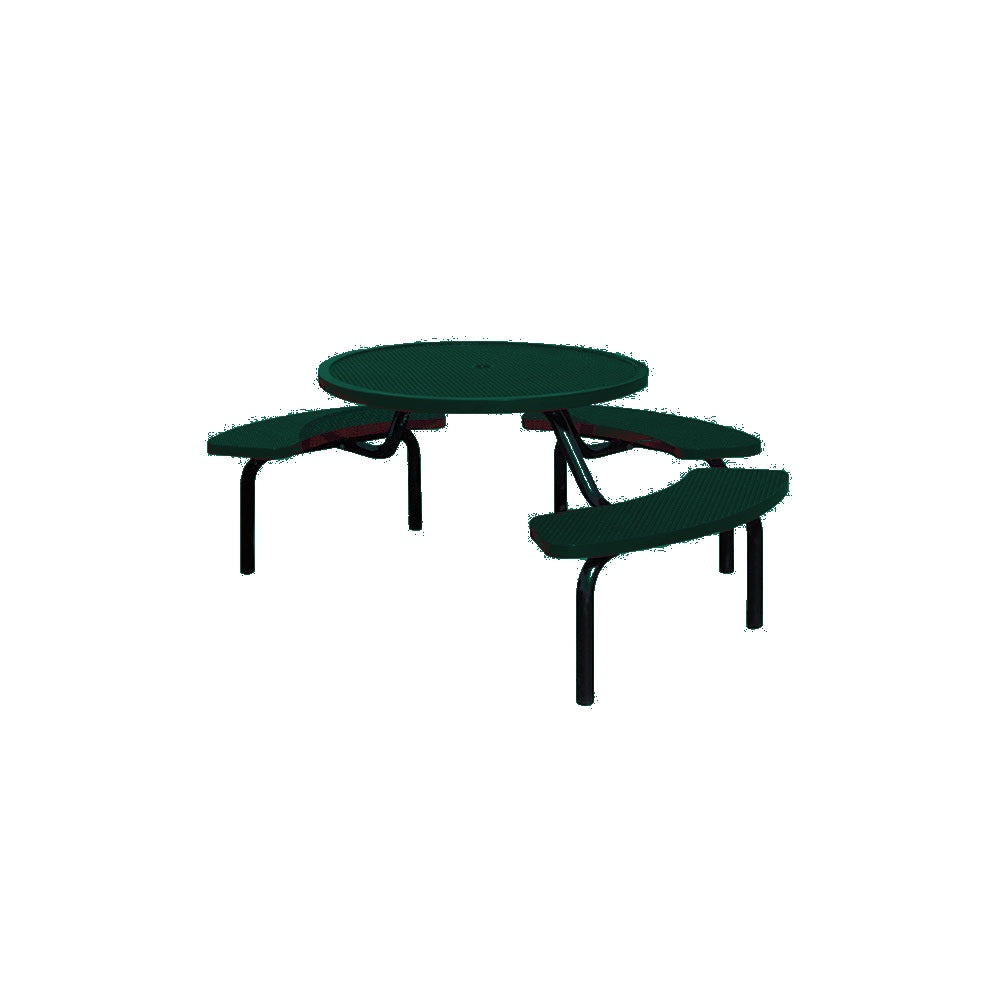 MF1024 Round Modular 3-Bench ADA Table — Metal Powder Coat — S29 Green — digitally rendered color preview