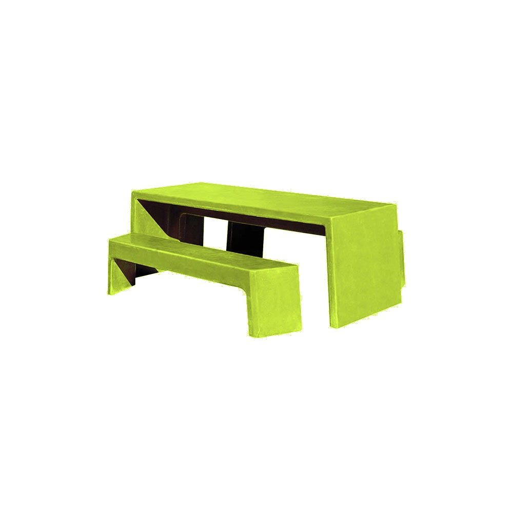 TF3200 Free-Standing 2 Bench Concrete Table Set — Premium Acid Wash Stain — STK-42 Pickleball Green — digitally rendered color preview