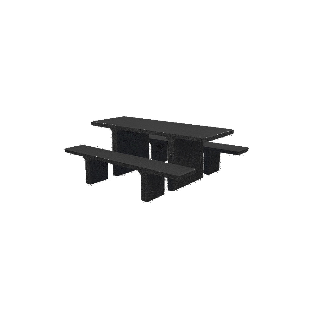 TF3225 Concrete Picnic Table Set — Premium Ground & Polished — G38 Night — digitally rendered color preview