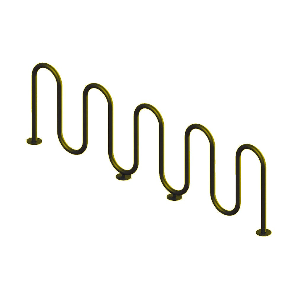 MF9010 Surface Mount 9 Loop Bike Rack — Metal Powder Coat — S1 Yellow — digitally rendered color preview