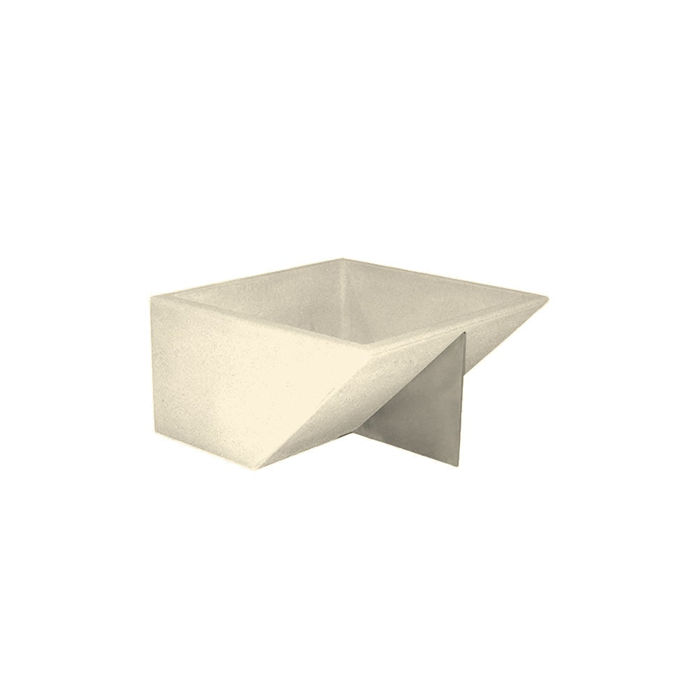 WS313 Concrete Planter with Stainless Steel Fin — Acid Wash — A20 White — digitally rendered color preview