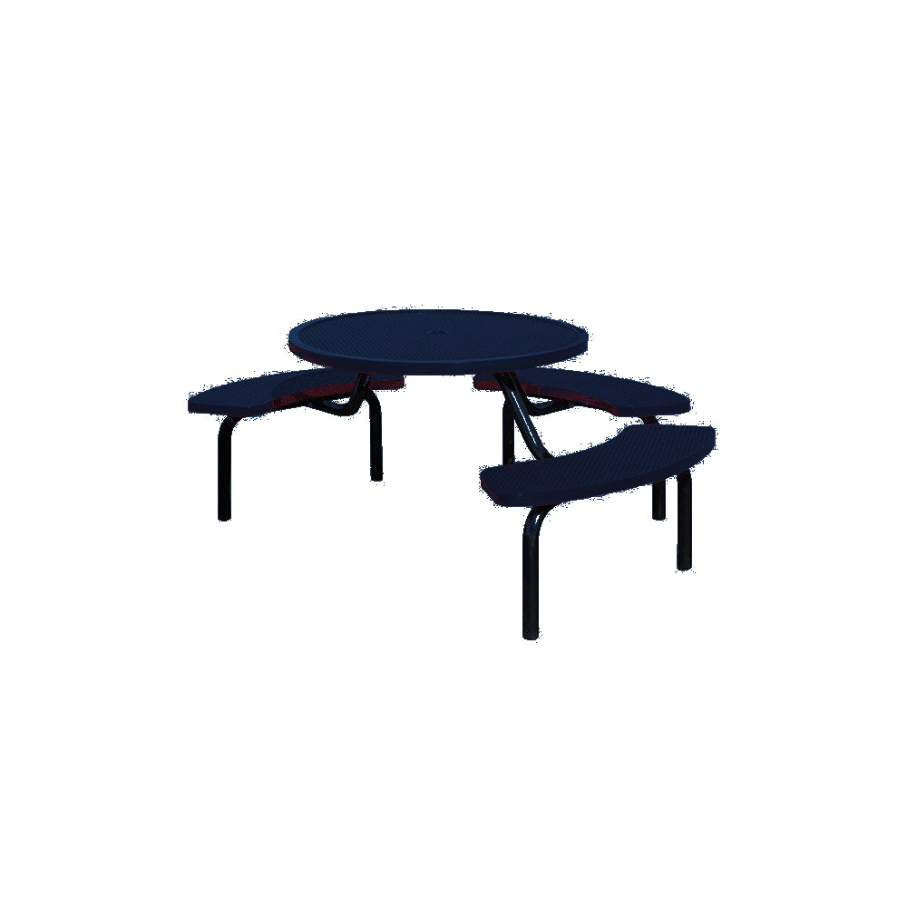 MF1024 Round Modular 3-Bench ADA Table — Metal Powder Coat — S48 Cobalt Blue — digitally rendered color preview