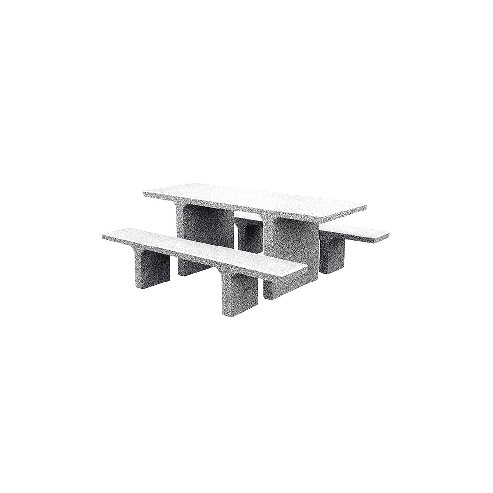 TF3225 Concrete Picnic Table Set — Acid Wash — A31 Fog — digitally rendered color preview