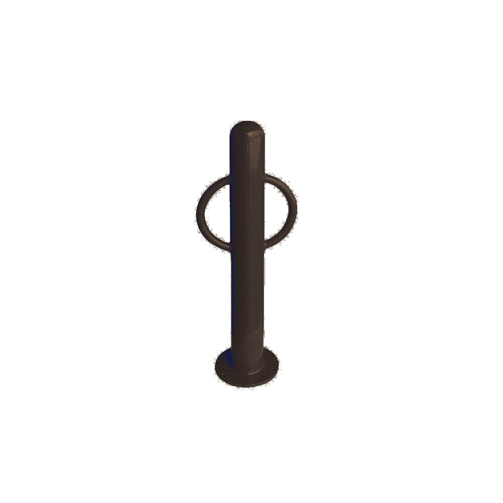 MF9005 Surface Mount Bike Post Bollard — Metal Powder Coat — S45 Brown — digitally rendered color preview