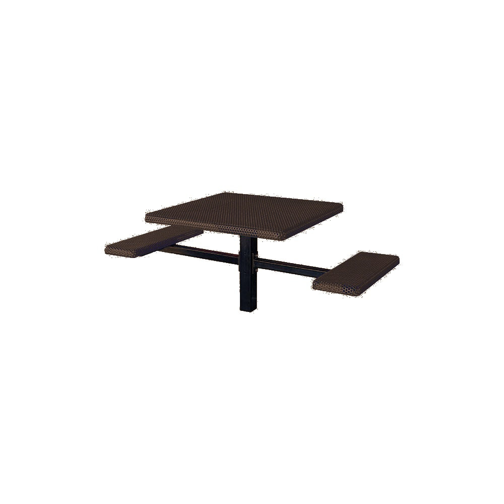 MF1062 Square 2-Bench Inground Mount ADA Compliant Table — Metal Powder Coat — S45 Brown — digitally rendered color preview