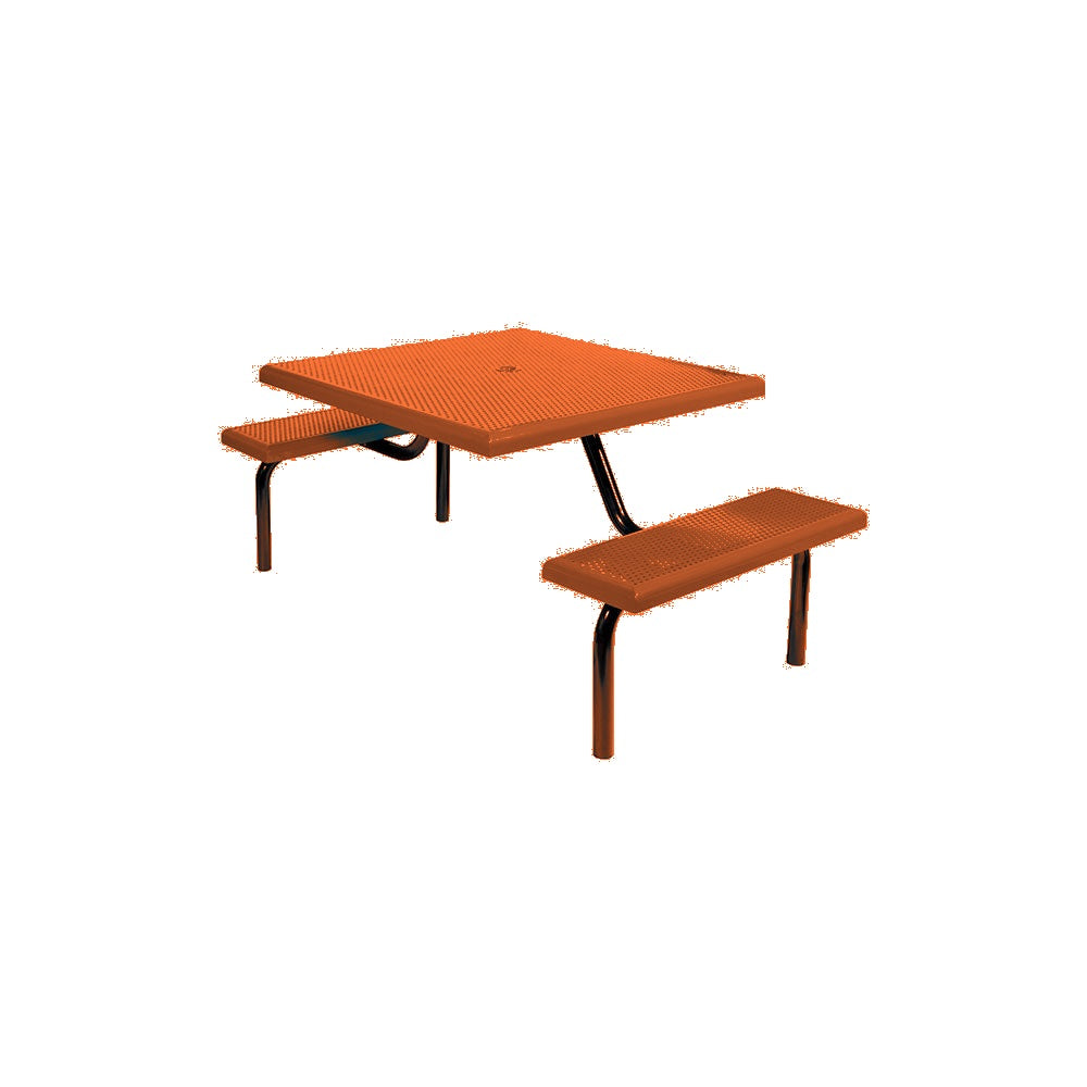MF1022 Square Modular 2-Bench ADA Table — Metal Powder Coat — S3 Orange — digitally rendered color preview