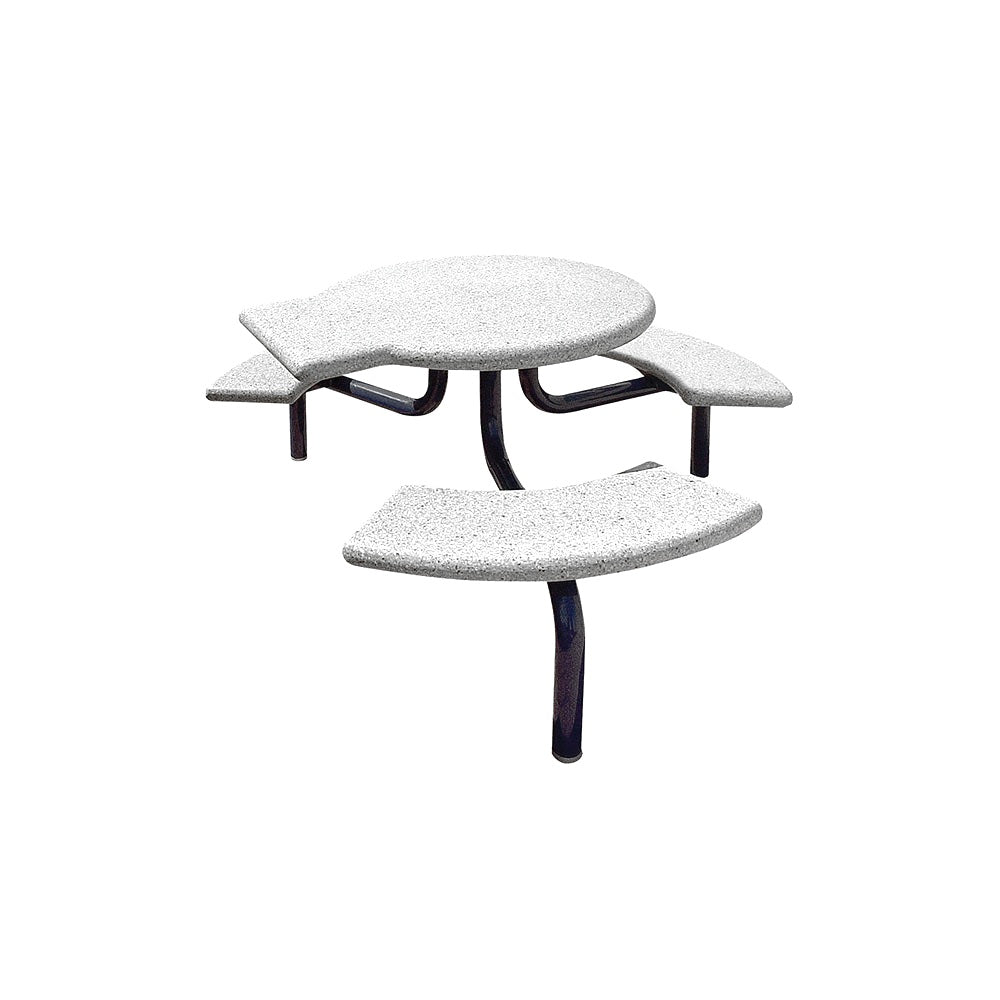 TF3139 3-Seat Round Concrete ADA Compliant Table Set with Metal Legs — Metal Powder Coat — 72 Aluminum — digitally rendered color preview