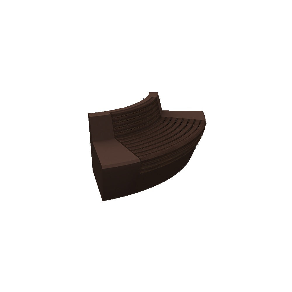 ZB.WL.32 Large Curved Concrete Bench With Seat — Recycled Plastic Lumber — 86 Milwaukee Brown — digitally rendered color preview