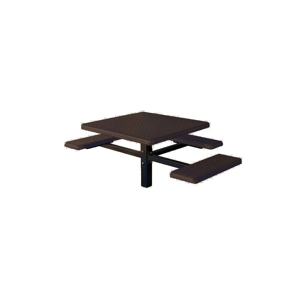 MF1061 Square 3-Bench Inground Mount ADA Compliant Table — Metal Powder Coat — S45 Brown — digitally rendered color preview
