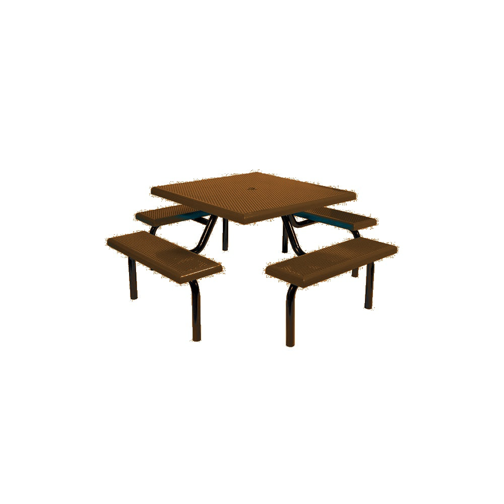 MF1020 Square Modular 4-Bench Table — Metal Powder Coat — S14 Clay — digitally rendered color preview