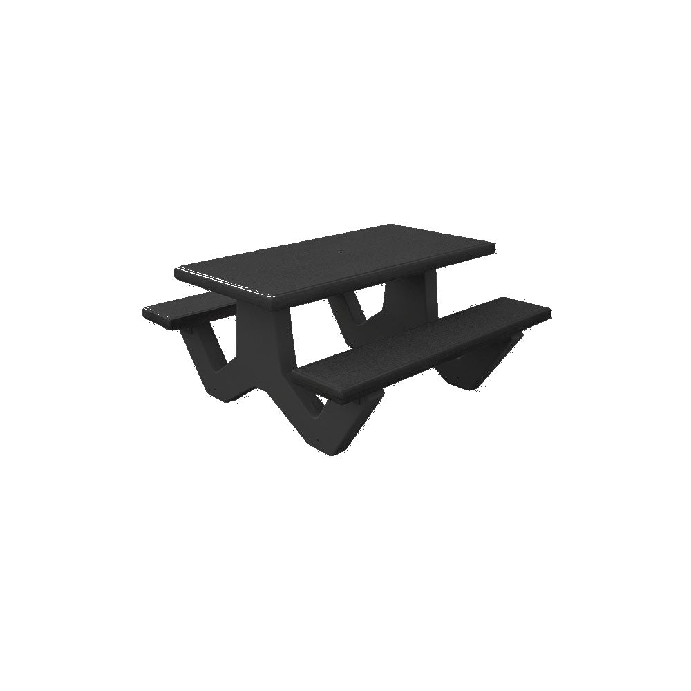 TF3226 Concrete Park Table — Standard Ground & Polish Top & Bench - Acid Wash Gray Legs — G38 Night — digitally rendered color preview