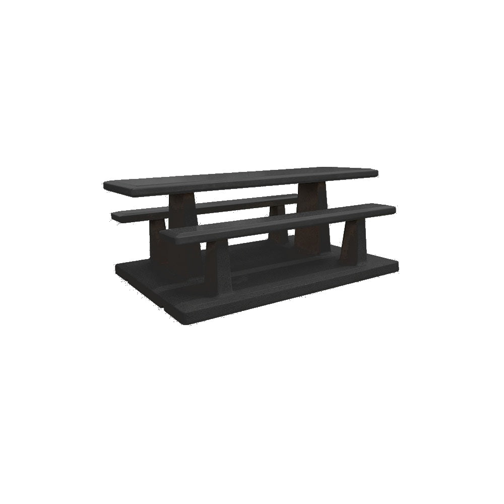 TF3215 Concrete Picnic Table Set with Concrete Base — Acid Wash — A38 Night — digitally rendered color preview