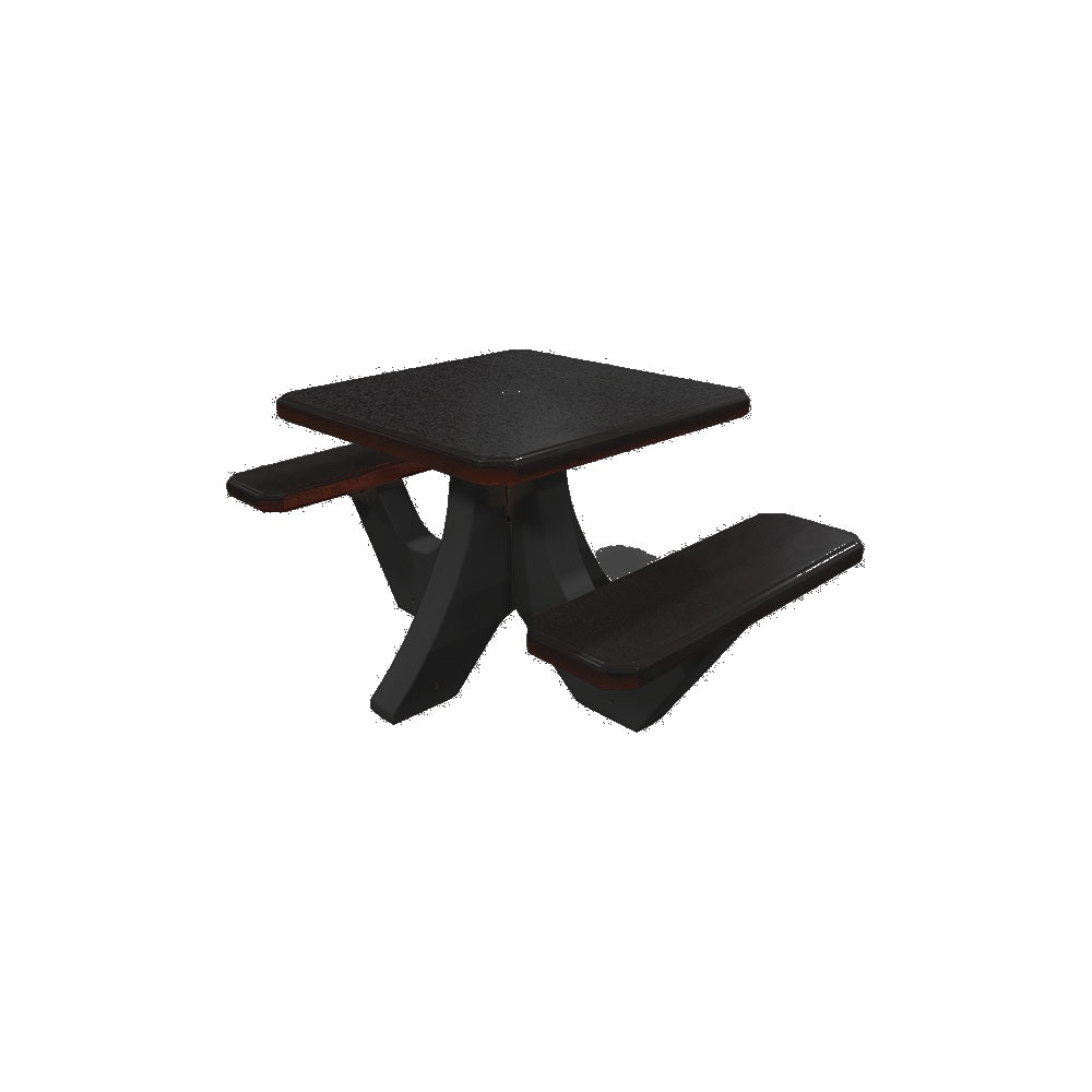 TF3115 2-Seat Square Concrete Table Set — Standard Ground & Polish Top & Bench - Acid Wash Gray Legs — G38 Night — digitally rendered color preview