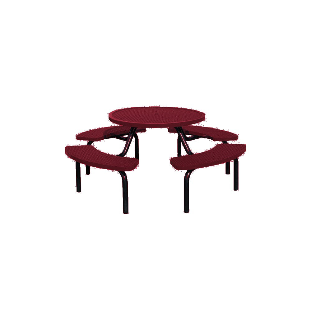 MF1023 Round Modular 4-Bench Table — Metal Powder Coat — S43 Fireweed — digitally rendered color preview