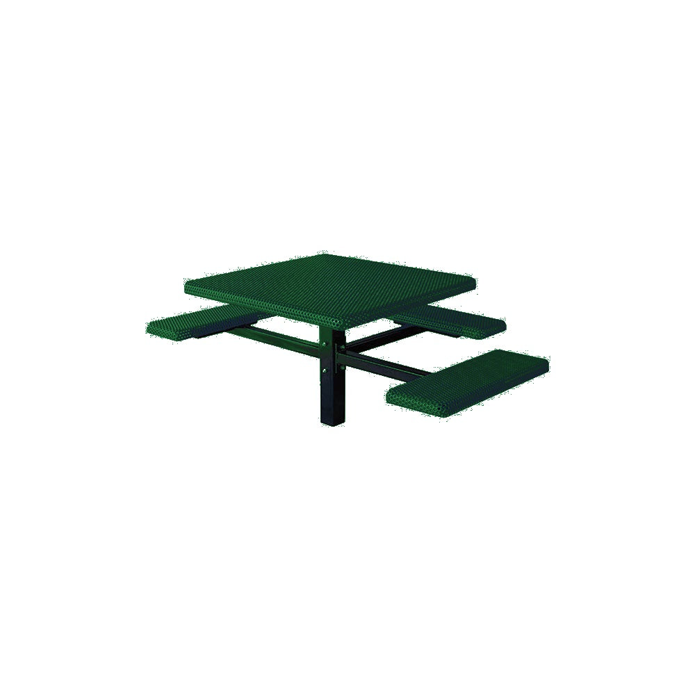 MF1061 Square 3-Bench Inground Mount ADA Compliant Table — Metal Powder Coat — 69 Emerald — digitally rendered color preview