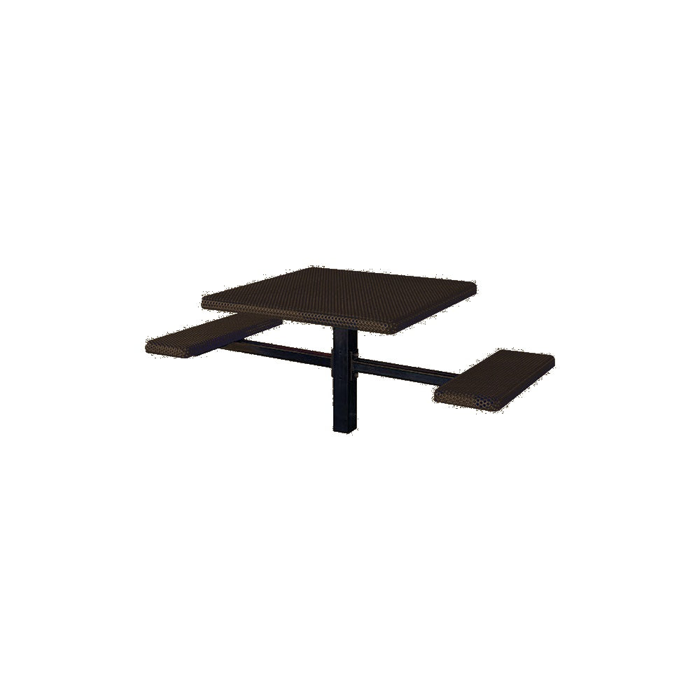 MF1062 Square 2-Bench Inground Mount ADA Compliant Table — Metal Powder Coat — 10 Bronze — digitally rendered color preview