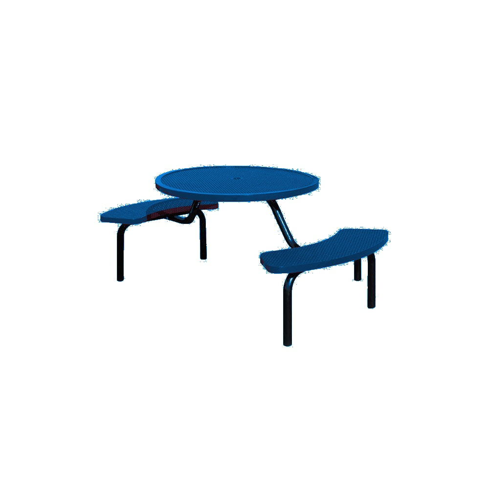 MF1025 Round Modular 2-Bench ADA Table — Metal Powder Coat — S7 Sky Blue — digitally rendered color preview