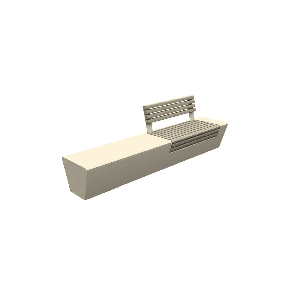 ZB.WL.14 Large Bench with Double Seat with Backrest — Acid Wash — A20 White — digitally rendered color preview