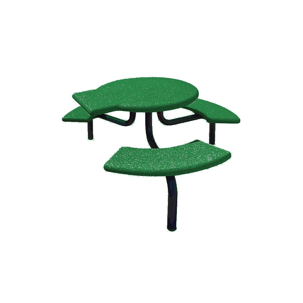 TF3139 3-Seat Round Concrete ADA Compliant Table Set with Metal Legs — Metal Powder Coat — 69 Emerald — digitally rendered color preview