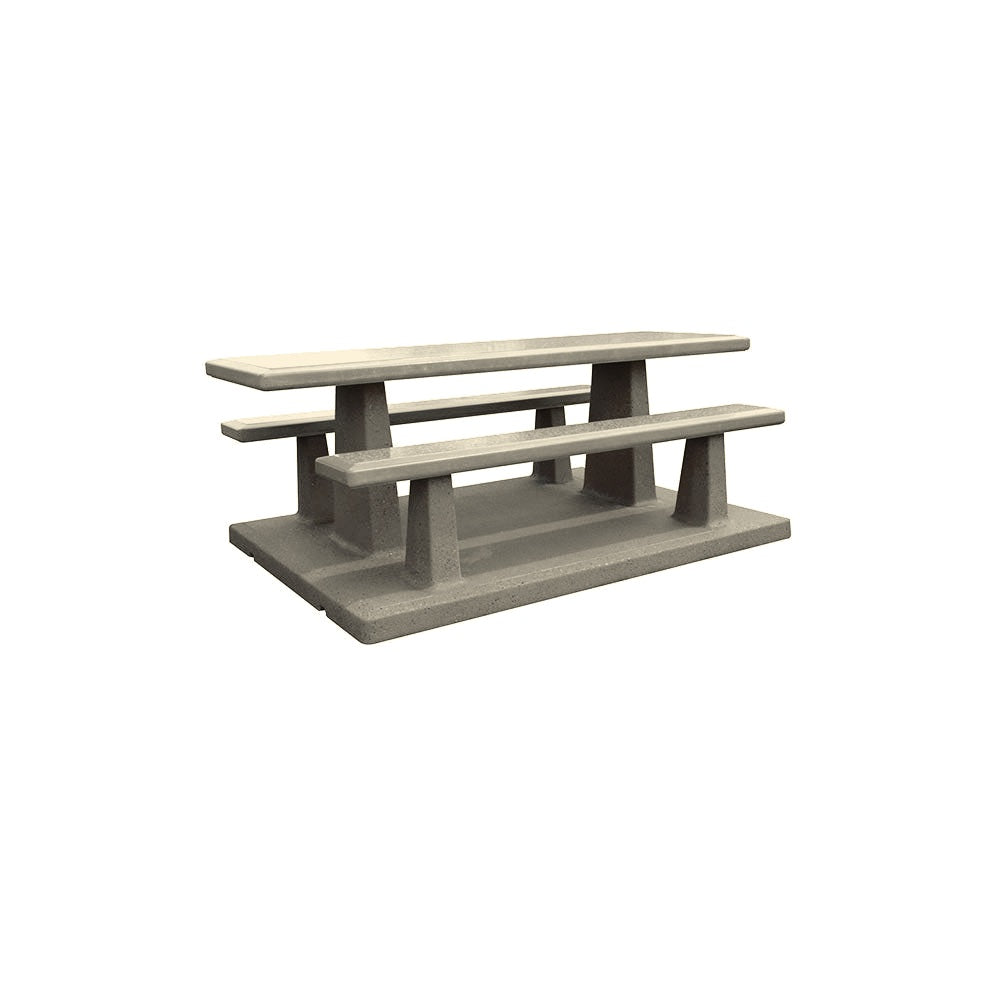 TF3215 Concrete Picnic Table Set with Concrete Base — Acid Wash — A20 White — digitally rendered color preview
