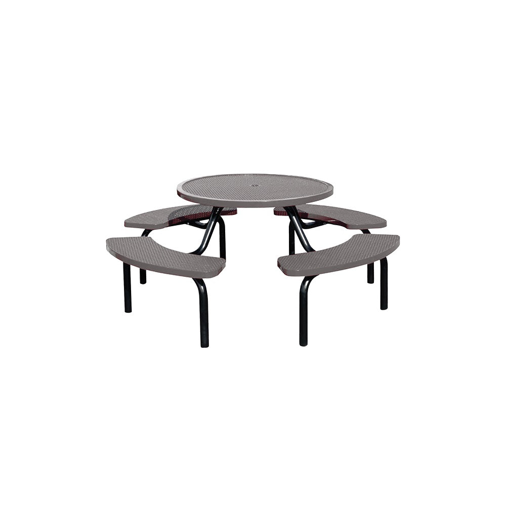 MF1023 Round Modular 4-Bench Table — Metal Powder Coat — 72 Aluminum — digitally rendered color preview