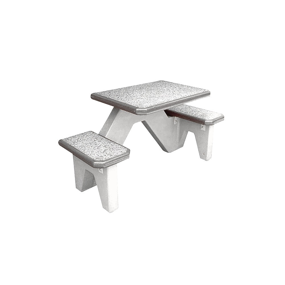 TF3105 2-Seat Square Concrete ADA Compliant Table Set — Standard Ground & Polish Top & Bench - Acid Wash Gray Legs — G30 Star — digitally rendered color preview