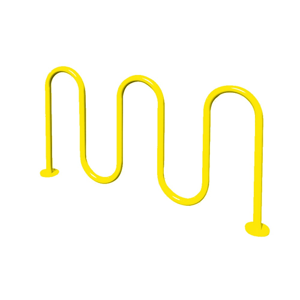 MF9009 Surface Mount 5 Loop Bike Rack — Metal Powder Coat — S1 Yellow — digitally rendered color preview