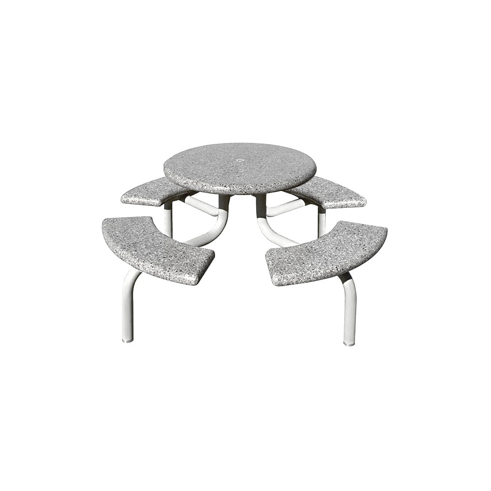 TF3138 4-Seat Round Concrete Table Set with Metal Legs — Metal Powder Coat — 72 Aluminum — digitally rendered color preview