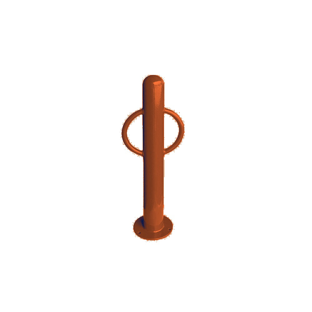 MF9005 Surface Mount Bike Post Bollard — Metal Powder Coat — S3 Orange — digitally rendered color preview