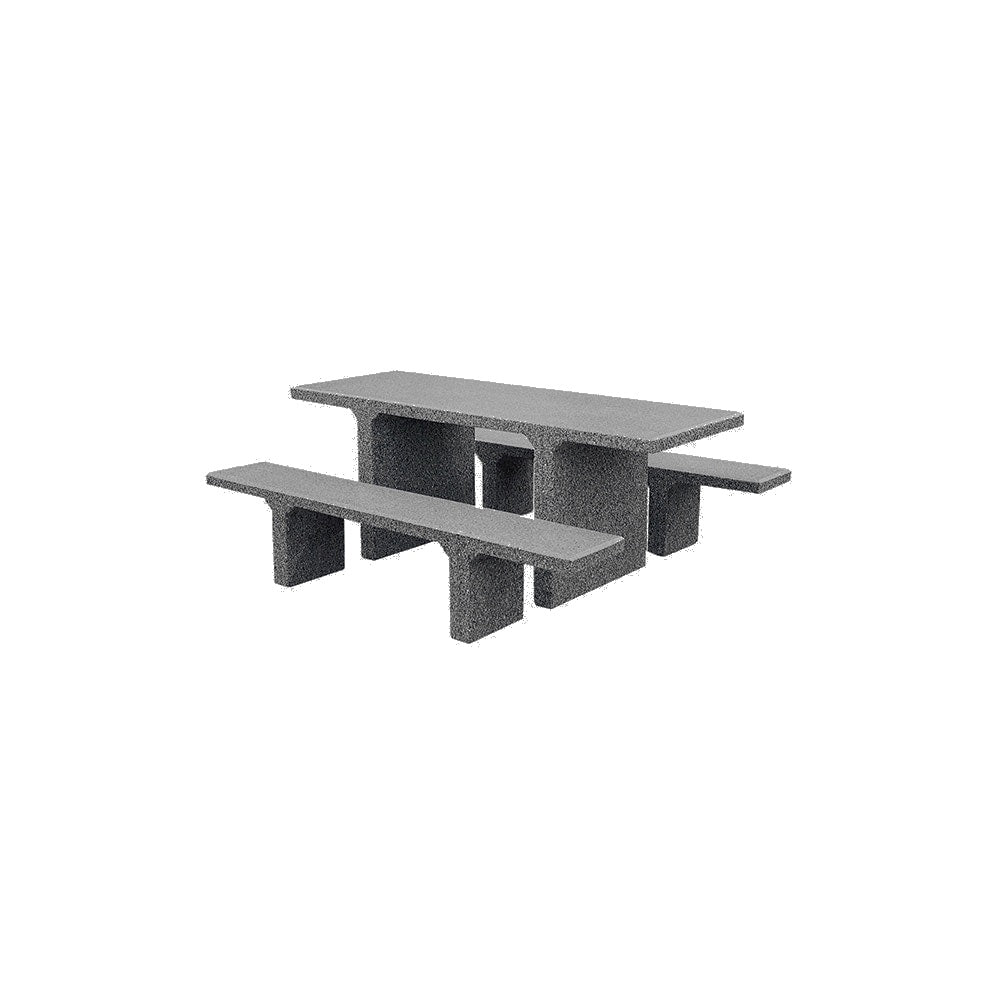 TF3225 Concrete Picnic Table Set — Acid Wash — A26 Charcoal — digitally rendered color preview