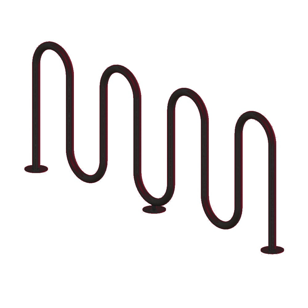 MF9011 Surface Mount 7 Loop Bike Rack — Metal Powder Coat — S43 Fireweed — digitally rendered color preview