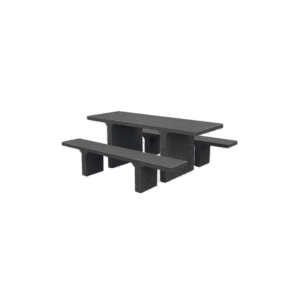 TF3225 Concrete Picnic Table Set — Acid Wash — A38 Night — digitally rendered color preview