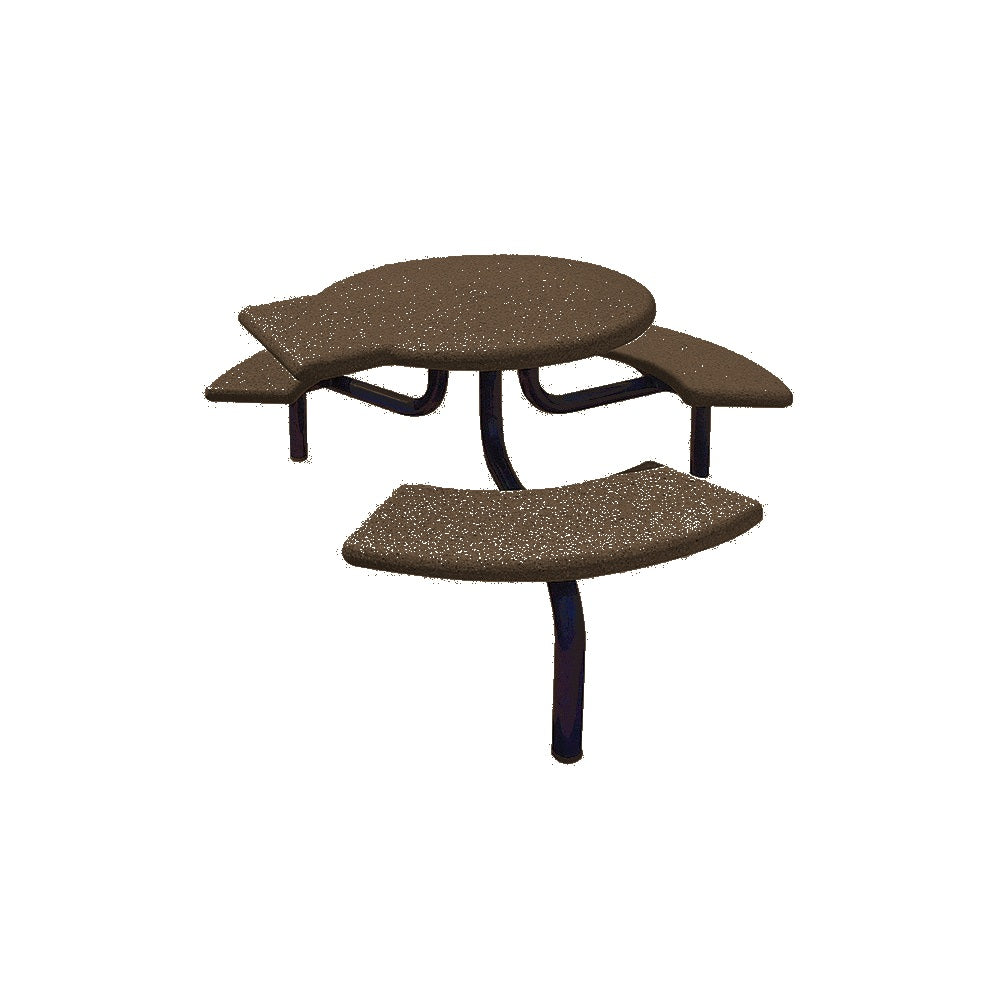 TF3139 3-Seat Round Concrete ADA Compliant Table Set with Metal Legs — Metal Powder Coat — 10 Bronze — digitally rendered color preview