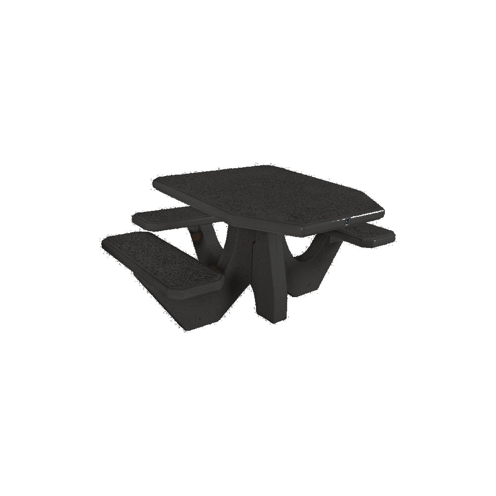 TF3123 3-Seat Square Concrete Table ADA Compliant Set — Standard Ground & Polish Top & Bench - Acid Wash Gray Legs — G38 Night — digitally rendered color preview