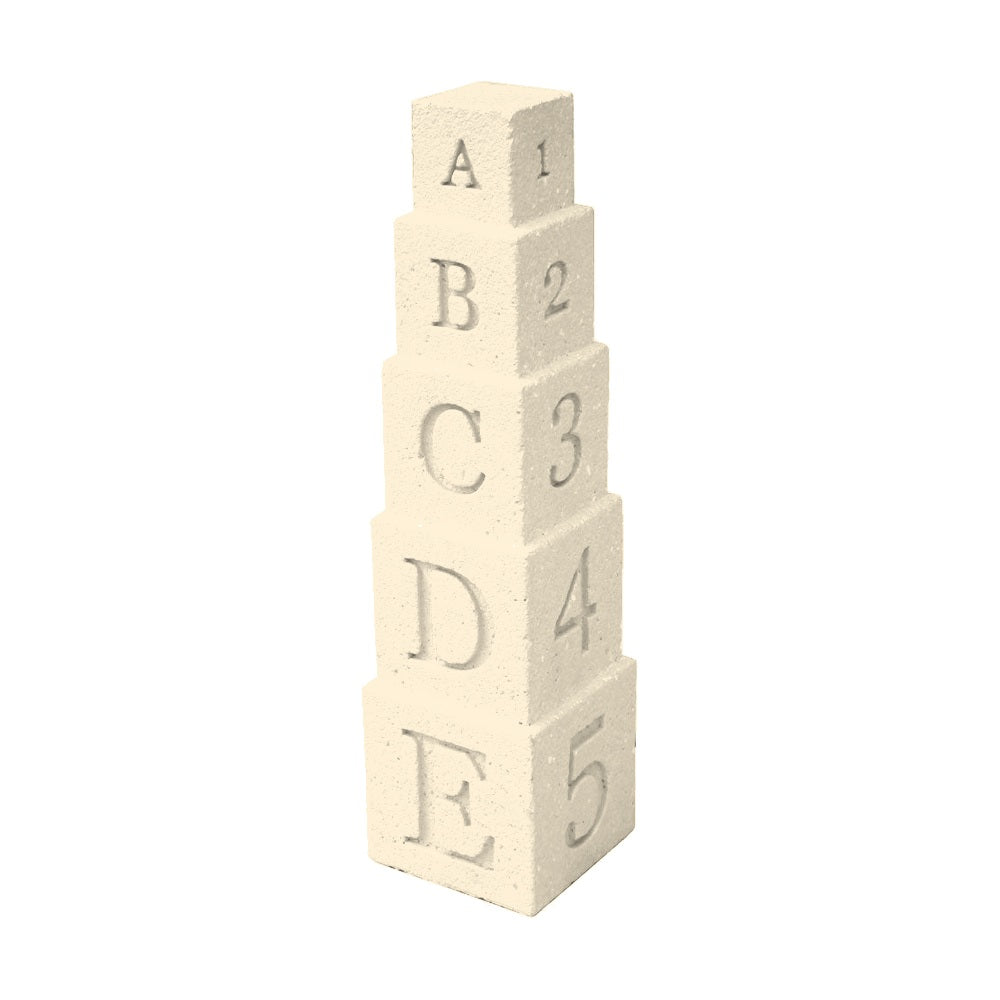 TF6311 Stacking Blocks Concrete Bollard — Weatherstone — W20 White — digitally rendered color preview