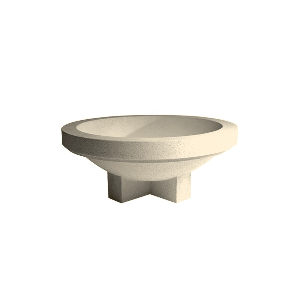 SL4031 Concrete Pedestal Planter — Weatherstone — W20 White — digitally rendered color preview
