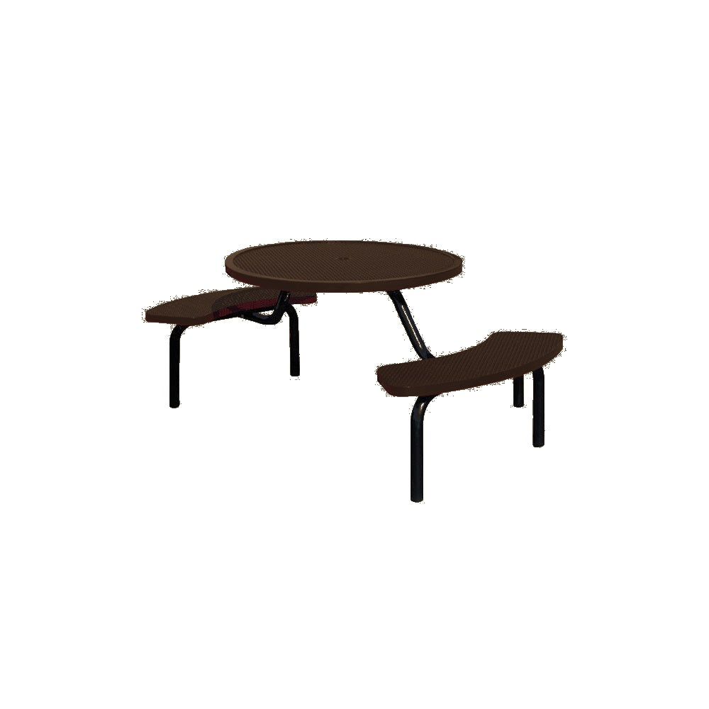 MF1025 Round Modular 2-Bench ADA Table — Metal Powder Coat — 10 Bronze — digitally rendered color preview