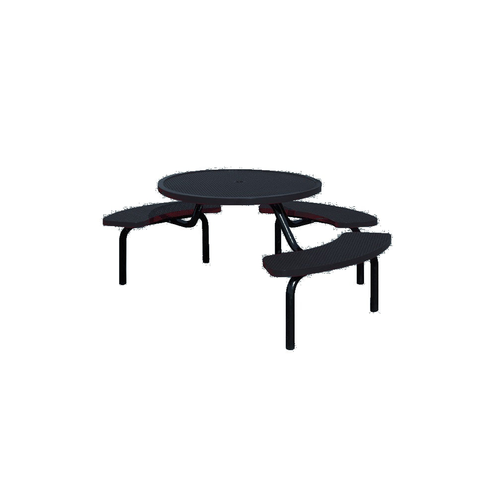 MF1024 Round Modular 3-Bench ADA Table — Metal Powder Coat — 126 Charcoal — digitally rendered color preview
