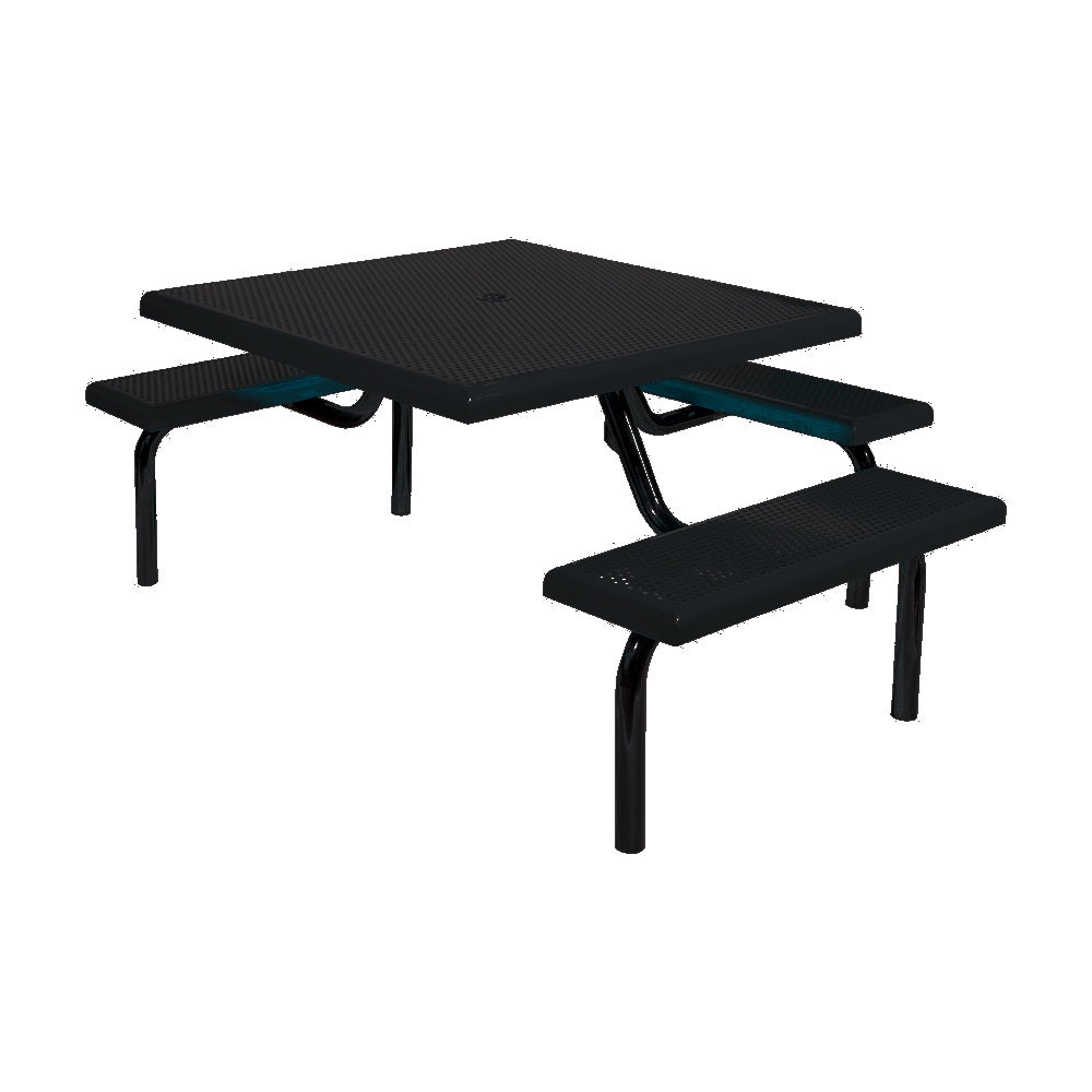 MF1021 Square Modular 3-Bench ADA Table — Metal Powder Coat — 8 Black — digitally rendered color preview