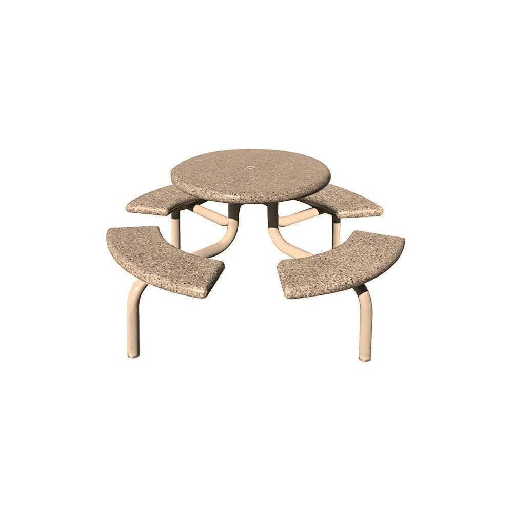 TF3138 4-Seat Round Concrete Table Set with Metal Legs — Metal Powder Coat — S44 Putty — digitally rendered color preview